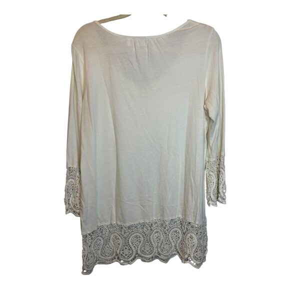 Chico's Blouse Women's Size Large Lace Tunic Office White Chicos 2 - Picture 2 of 3